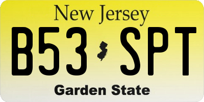 NJ license plate B53SPT