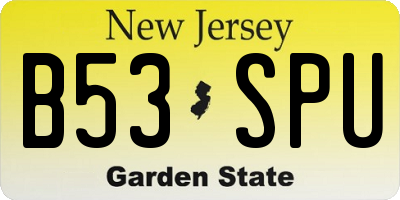 NJ license plate B53SPU