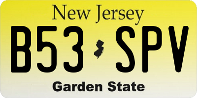 NJ license plate B53SPV