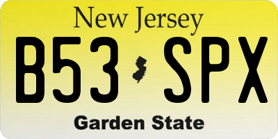 NJ license plate B53SPX