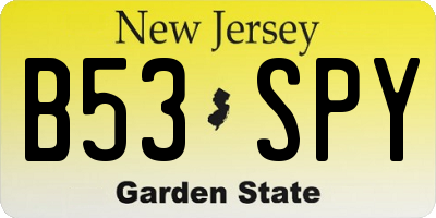 NJ license plate B53SPY