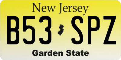 NJ license plate B53SPZ