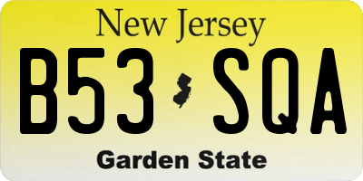 NJ license plate B53SQA