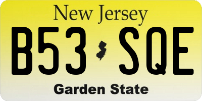 NJ license plate B53SQE