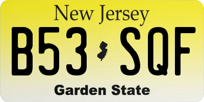 NJ license plate B53SQF