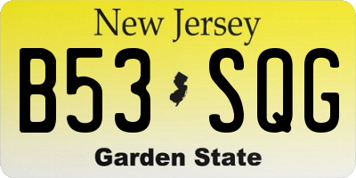 NJ license plate B53SQG