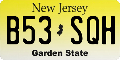 NJ license plate B53SQH