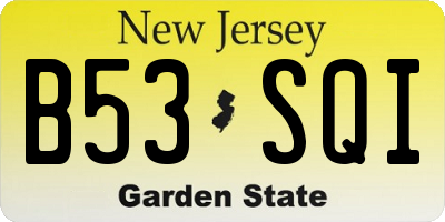 NJ license plate B53SQI