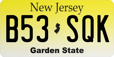 NJ license plate B53SQK