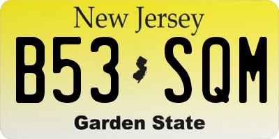 NJ license plate B53SQM