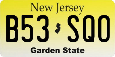 NJ license plate B53SQO