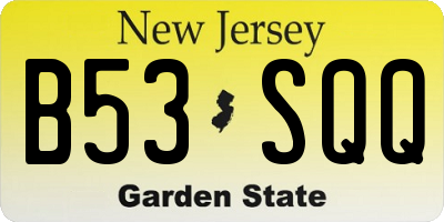 NJ license plate B53SQQ