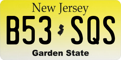 NJ license plate B53SQS