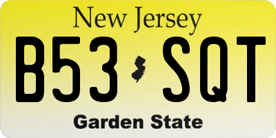 NJ license plate B53SQT