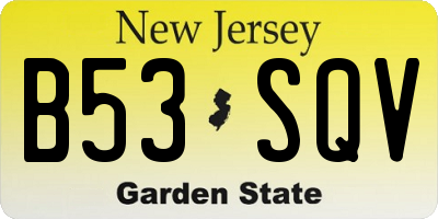 NJ license plate B53SQV