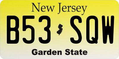 NJ license plate B53SQW
