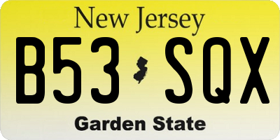 NJ license plate B53SQX