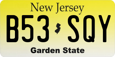 NJ license plate B53SQY