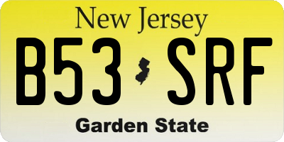 NJ license plate B53SRF