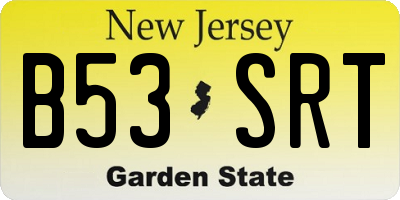 NJ license plate B53SRT
