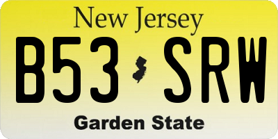 NJ license plate B53SRW