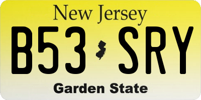 NJ license plate B53SRY