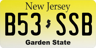 NJ license plate B53SSB
