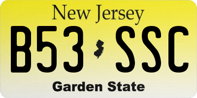 NJ license plate B53SSC