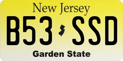 NJ license plate B53SSD