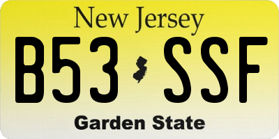 NJ license plate B53SSF