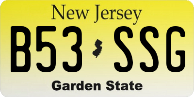 NJ license plate B53SSG