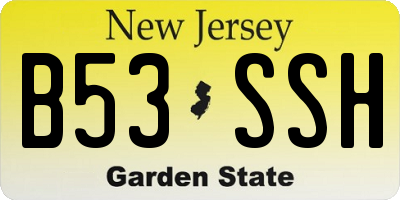 NJ license plate B53SSH