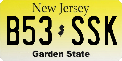 NJ license plate B53SSK