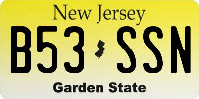 NJ license plate B53SSN
