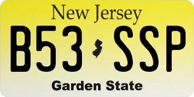 NJ license plate B53SSP