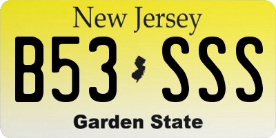 NJ license plate B53SSS