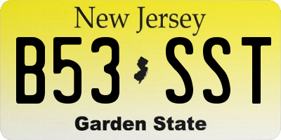 NJ license plate B53SST