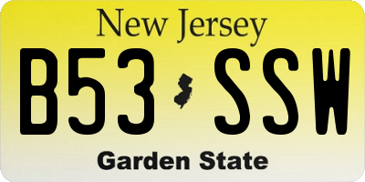 NJ license plate B53SSW