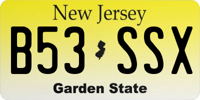 NJ license plate B53SSX