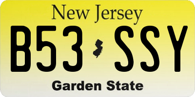 NJ license plate B53SSY