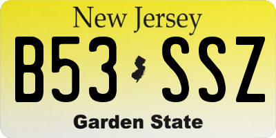 NJ license plate B53SSZ