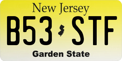 NJ license plate B53STF