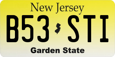 NJ license plate B53STI