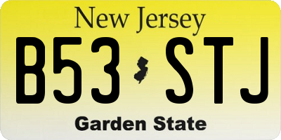 NJ license plate B53STJ