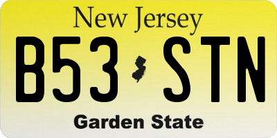 NJ license plate B53STN