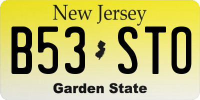NJ license plate B53STO