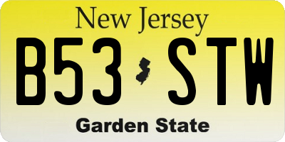 NJ license plate B53STW