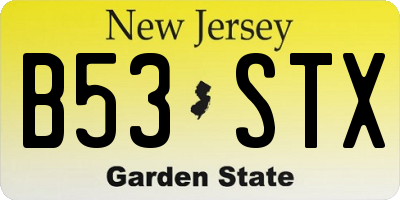 NJ license plate B53STX