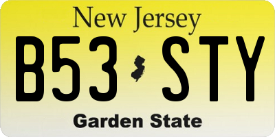 NJ license plate B53STY