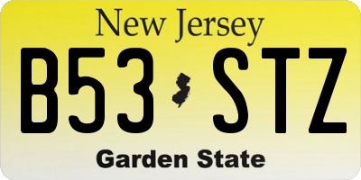 NJ license plate B53STZ